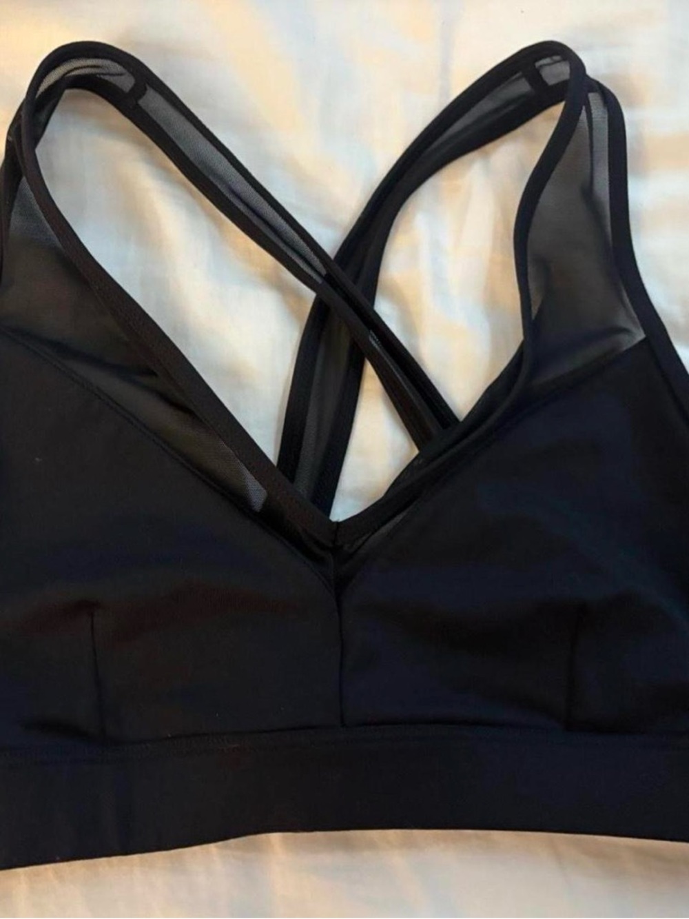ALO Yoga Black Strappy Mesh-Back Sports Bra